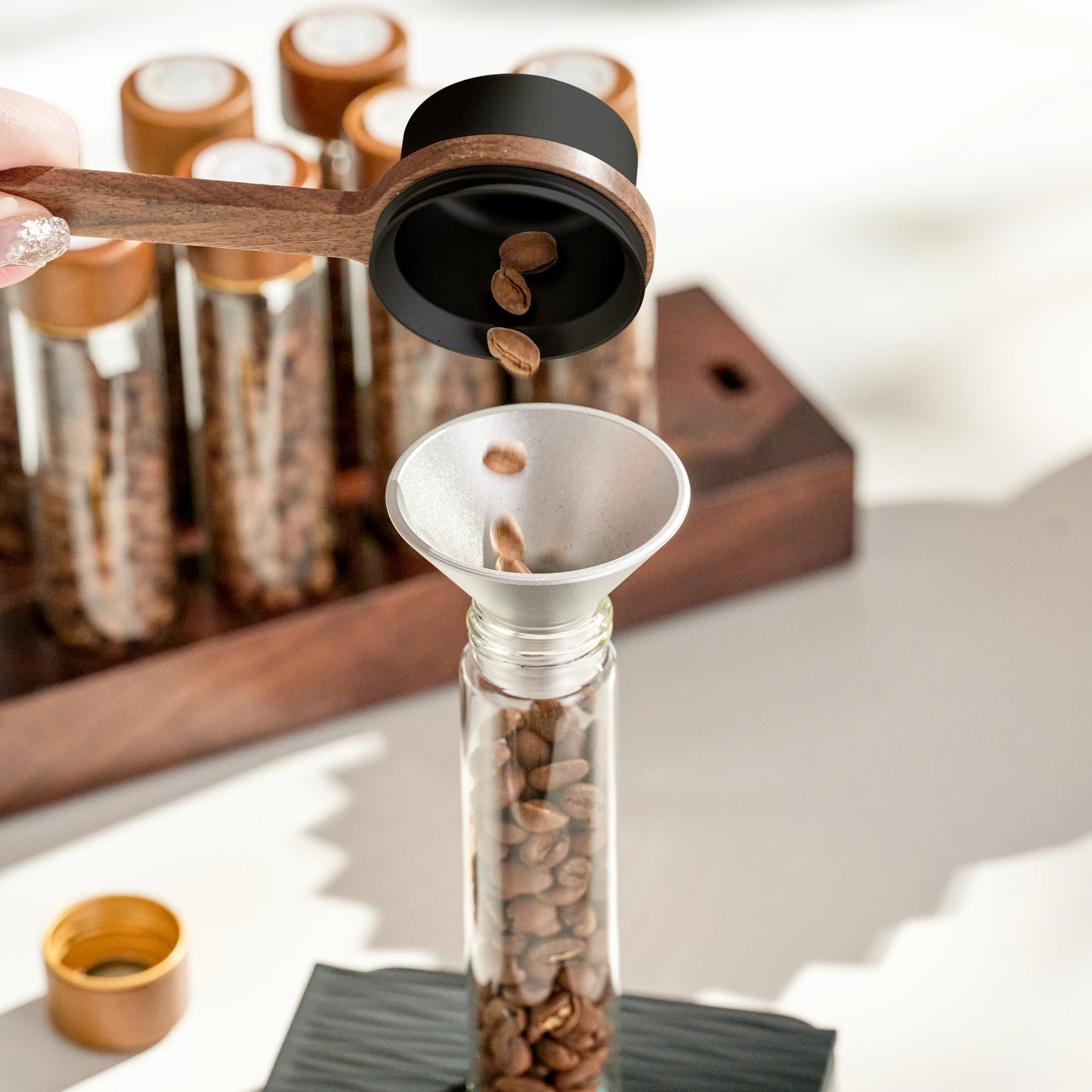Coffee Bean Storage Set with Walnut Wood Stand (Coming Soon)